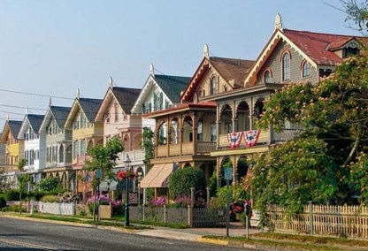 Row of colorful historic homes in Cape May, New Jersey