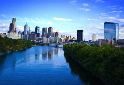 View of Philadelphia downtown high-rises from the river